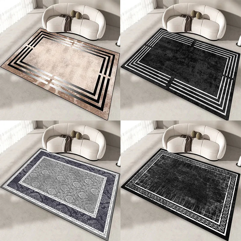 

Винтажный серый-черный ковер для моющегося нескользящего декора гостиной, спальни и кухни на заказ