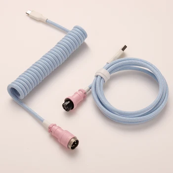 מקלדת מכאנית מותאמת אישית LANO Paracord עם כבל נתונים מסוג C GX16 Aviator Coil Spiral Usb C למשחקים