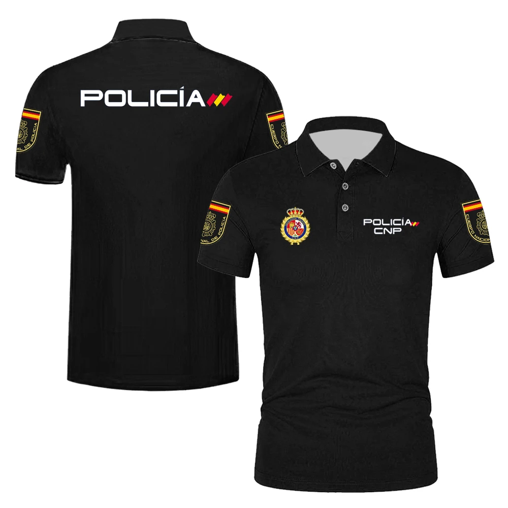 Spain Men Classic Polo Shirt Spanish Outdoor Safety Work Cosplay Uniform Clothing Breathable Quick Drying Custom Wholesale Tops