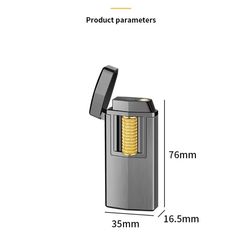 Outdoor Windproof Metal Butane Gas Lighter USB Rechargeable Electric Roller Slide Ignition Blue Flame Turbo Jet Cigar Lighter