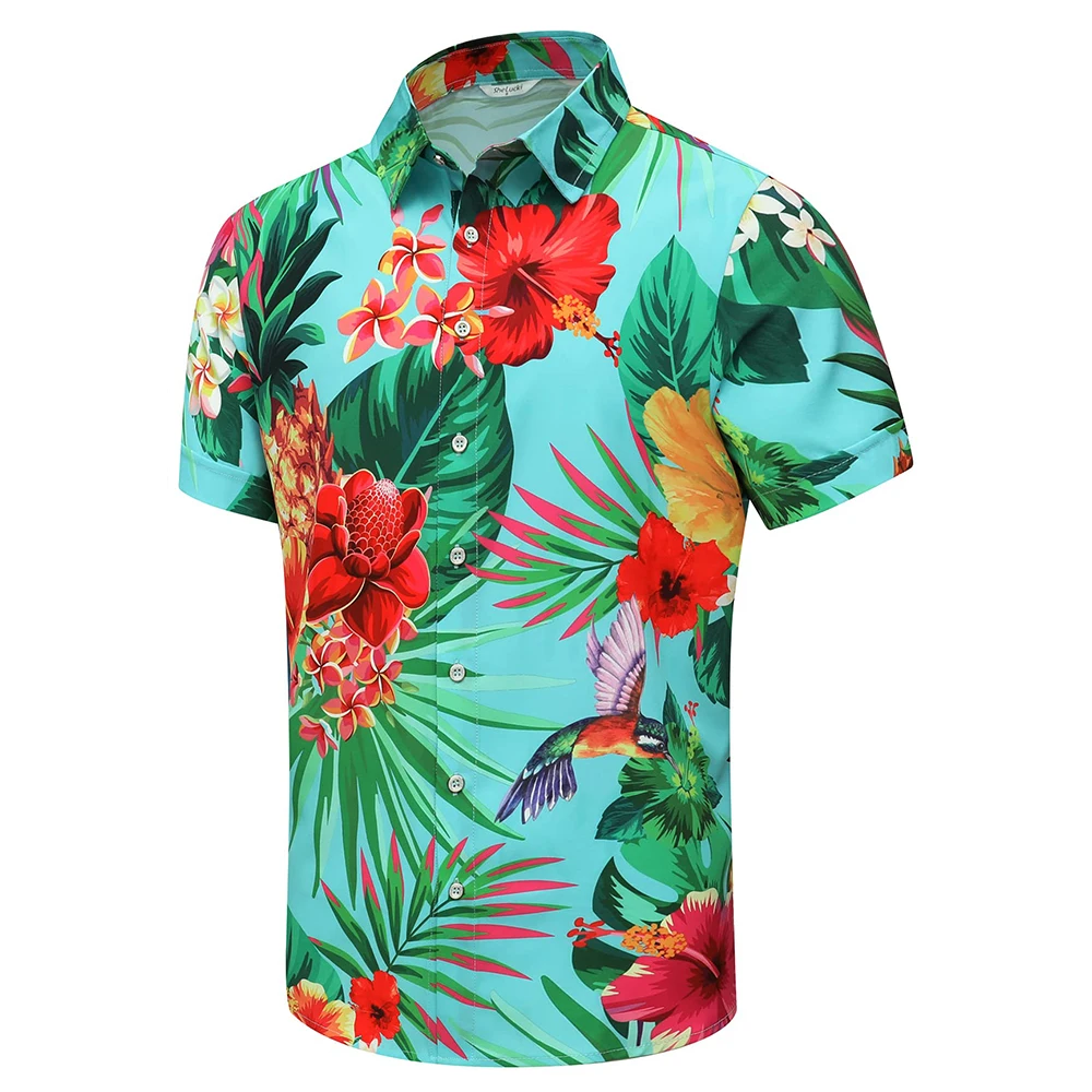 

Fashion 2024 Summer New Hawaii Tops For Men Premium Resort Style Casual Men's Short Sleeve Lightweight Wrinkle Free Men Shirt