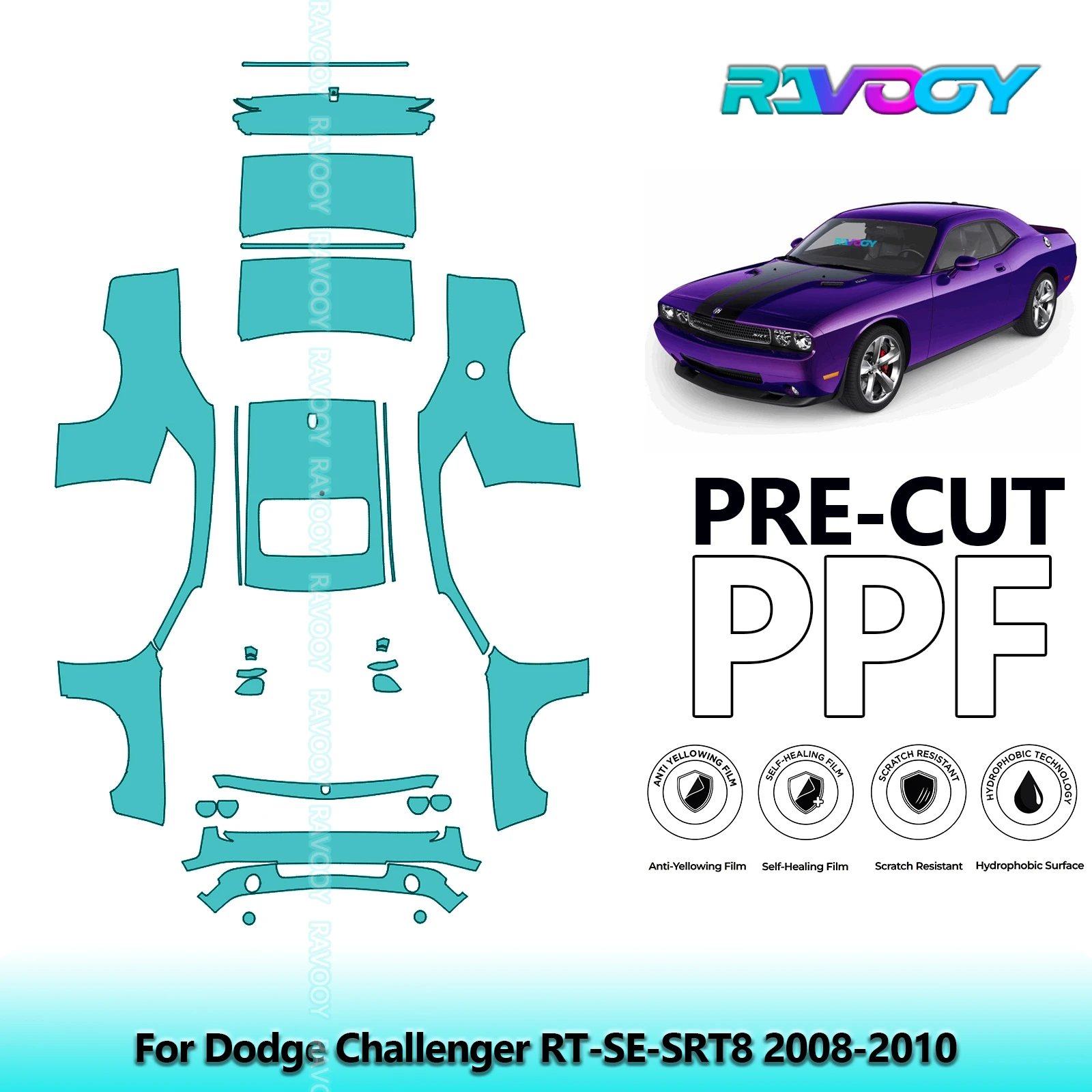 

Автомобильная предварительно вырезанная защитная пленка PPF, полный автомобиль для Dodge Challenger RT-SE-SRT8 2008-2010