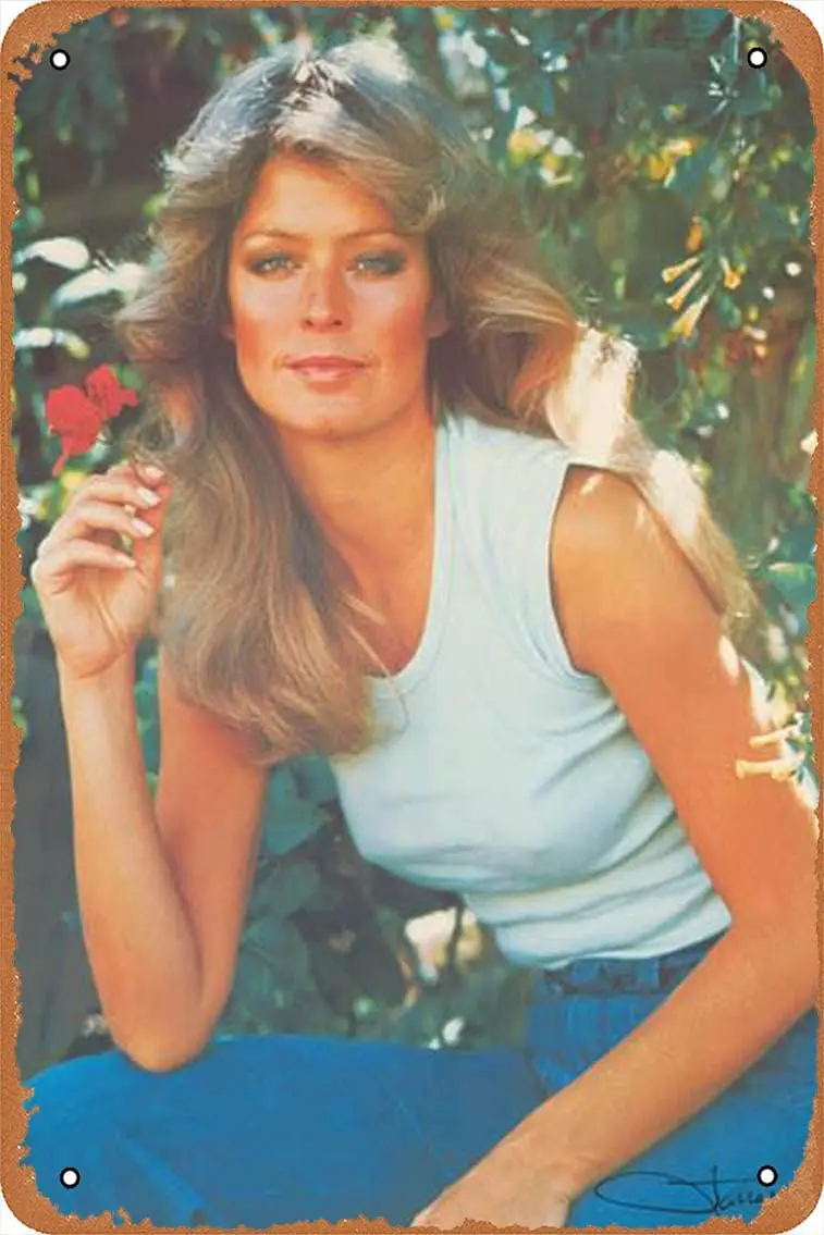Металлические постеры знаменитостей Farrah Fawcett 1977, портрет Оловянная металлическая табличка 8 