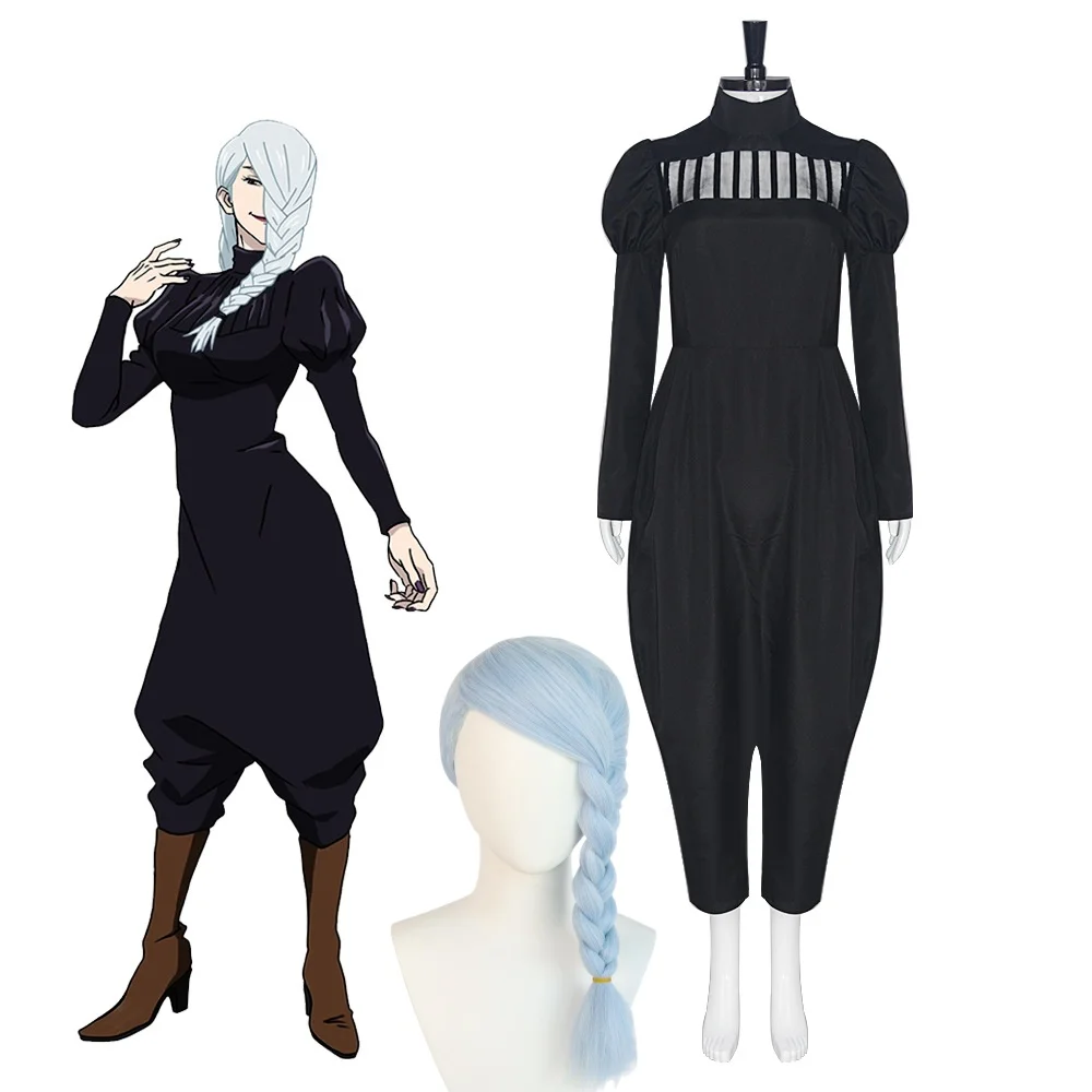 Anime JJK Meimei Cosplay Costume Braid Wig Black Long Sleeved Jumpsuits Adult Woman Sexy Carnival Halloween Suit