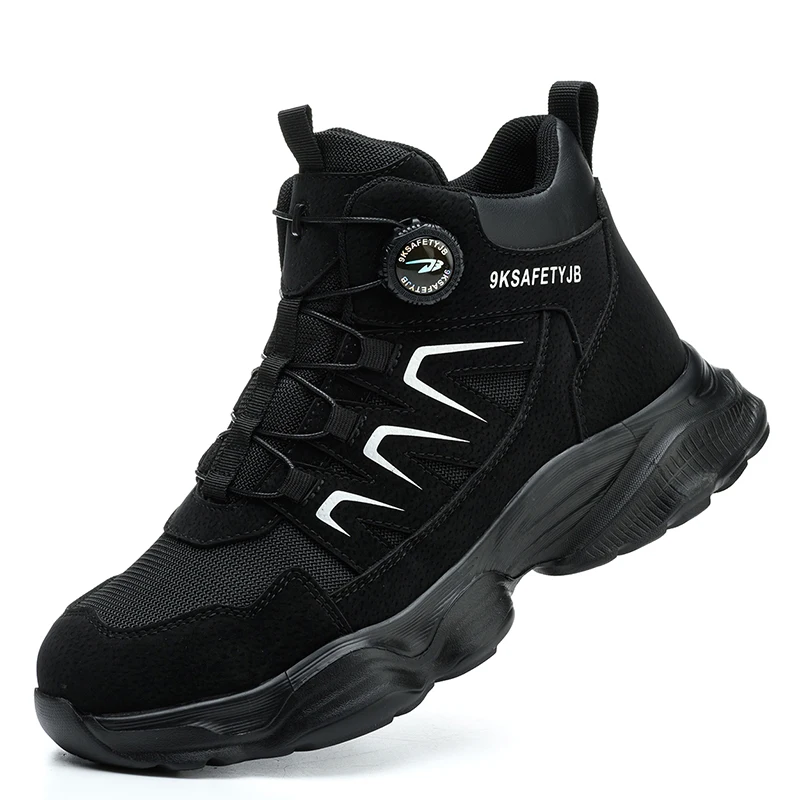 Rotating Button Safety  Work Boots for Men Shoes Steel Toe Work Sneakers Puncture-Proof Indestructible Construction Shoes