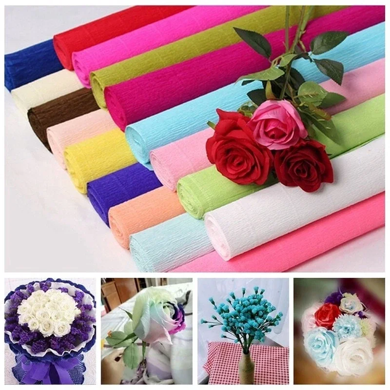 Buntes Handgemachtes Krepppapier DIY-Material Blumen-Rosen Teleskopisches Kräuselpapier für Heim- und Schüler-Projekte sowie Partydekoration