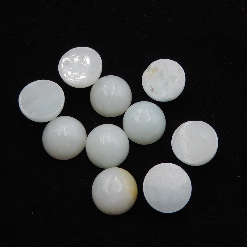 12mm Natural Stones Amazonite Round Flatback Cabochons High Quality Polished Gemstone For Ring Earring Making 12x6mm15.6g10pcs