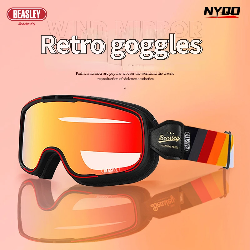 BEASLEY Vintage Helmet Motorcycle Goggle 4 Seasons Windshield Motorcycle Riding Sandproof Glasses