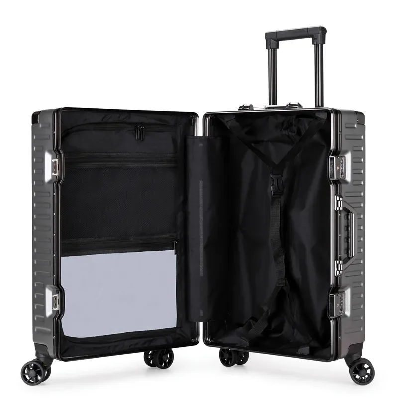 Imagem -05 - Mala Alumínio Quadro Pode Sit Travel Suitcase à Prova d Água Travel Bolsa Cabin Carry on Rolling Bagagem 20 Password Trolley Case