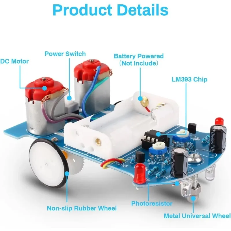 DIY Electronic Kit D2-5 Line Tracking Smart Car Kit Automatic Line Following Robot Unassembled Parts for School Experiment