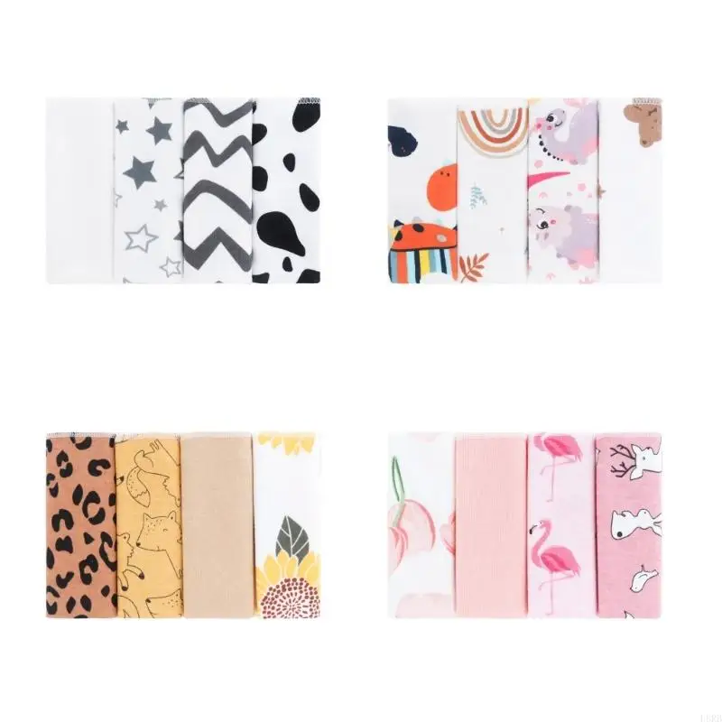 

Set of 4pcs Quick Dry Cotton Baby Towel Lovely Cartoon Design Washcloth for Kids L8RB