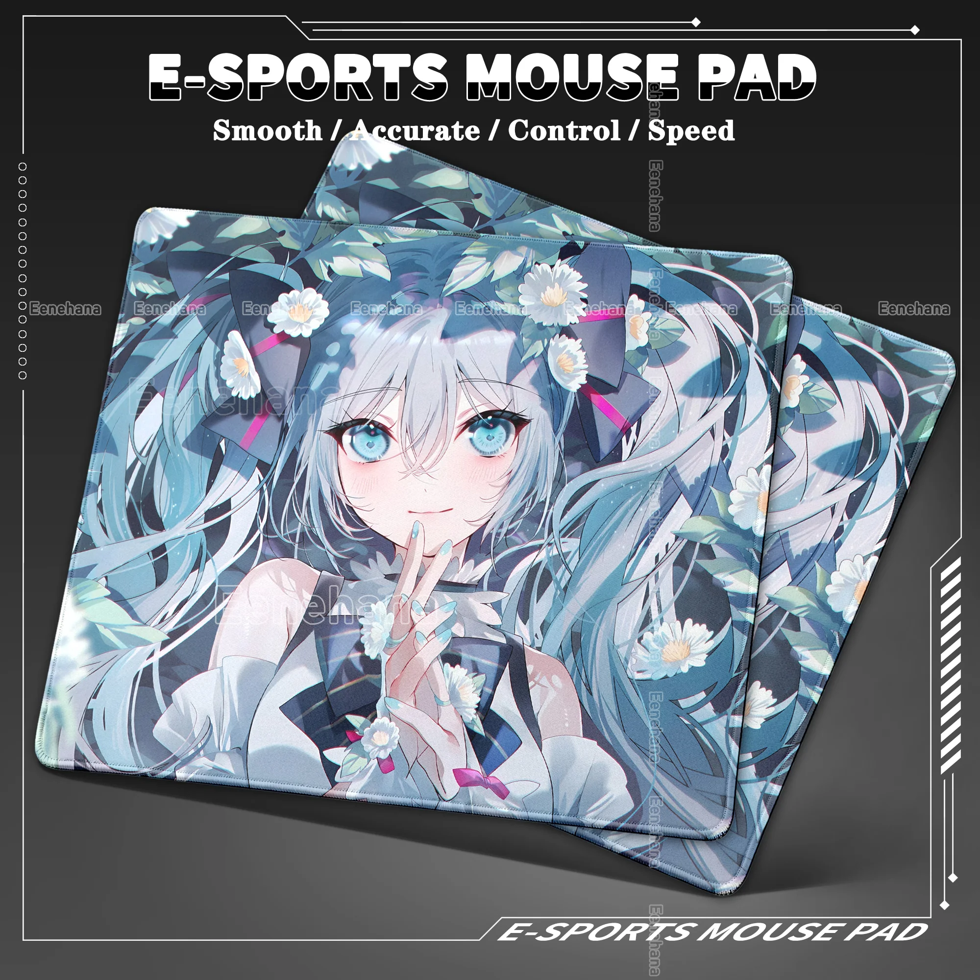 

Kawaii Waterproof 450x400mm Overlock Cute Anime Girl Mouse Pad Bule Hair Mouse Speed Accessories Non-Slip Laptop Desktop Carpets