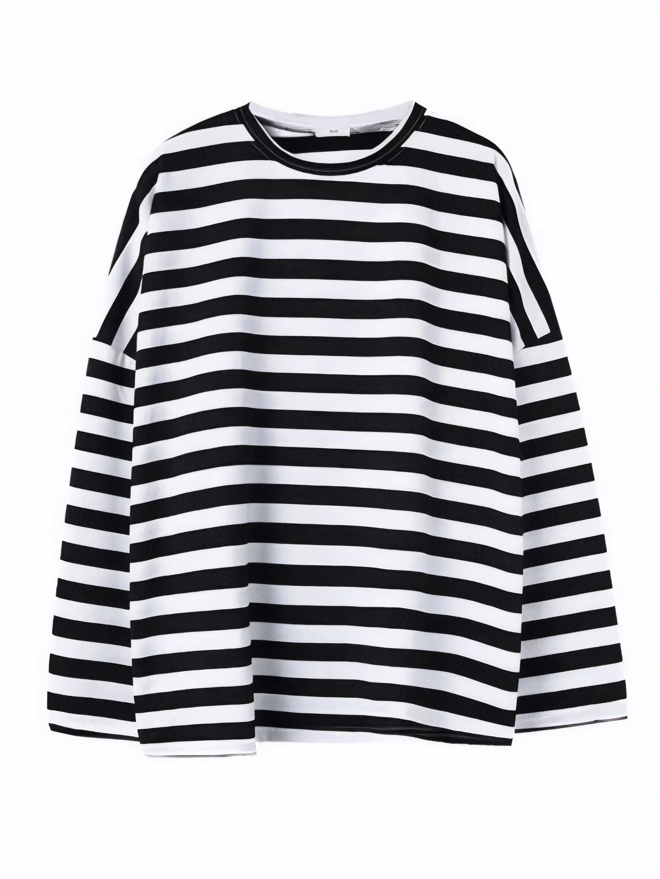 2020 Black White Striped Casual Tees Long Sleeve Oversize Women Tops Home Simple Round Neck Fashion Basic Ladies T-shirts