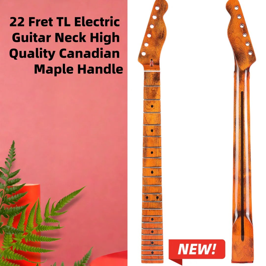 DIY 22 Fret TL Electric Guitar Neck [Gloss Finish] High-quality Canadian Maple one-piece handle Tuner holes are 10mm in diameter