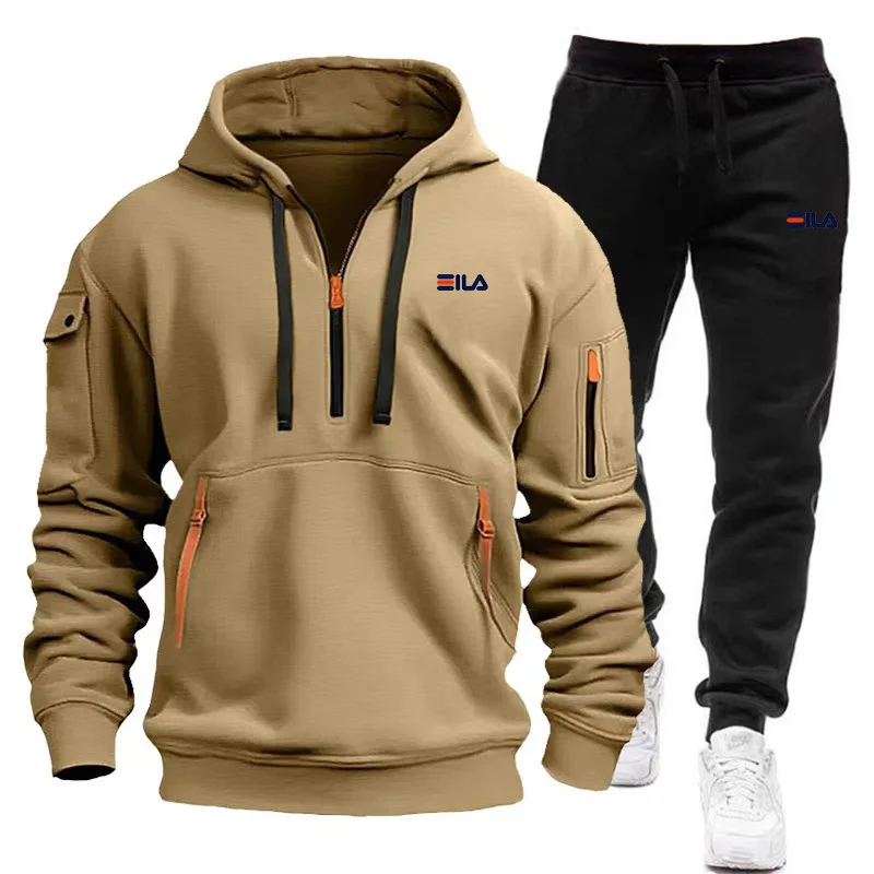 Tracksuit Men Hoodie and Pants Two Piece Sets Zipper Fashion Casual Jogging Sportswear Designer Clothing Men\'s Suit Large Size