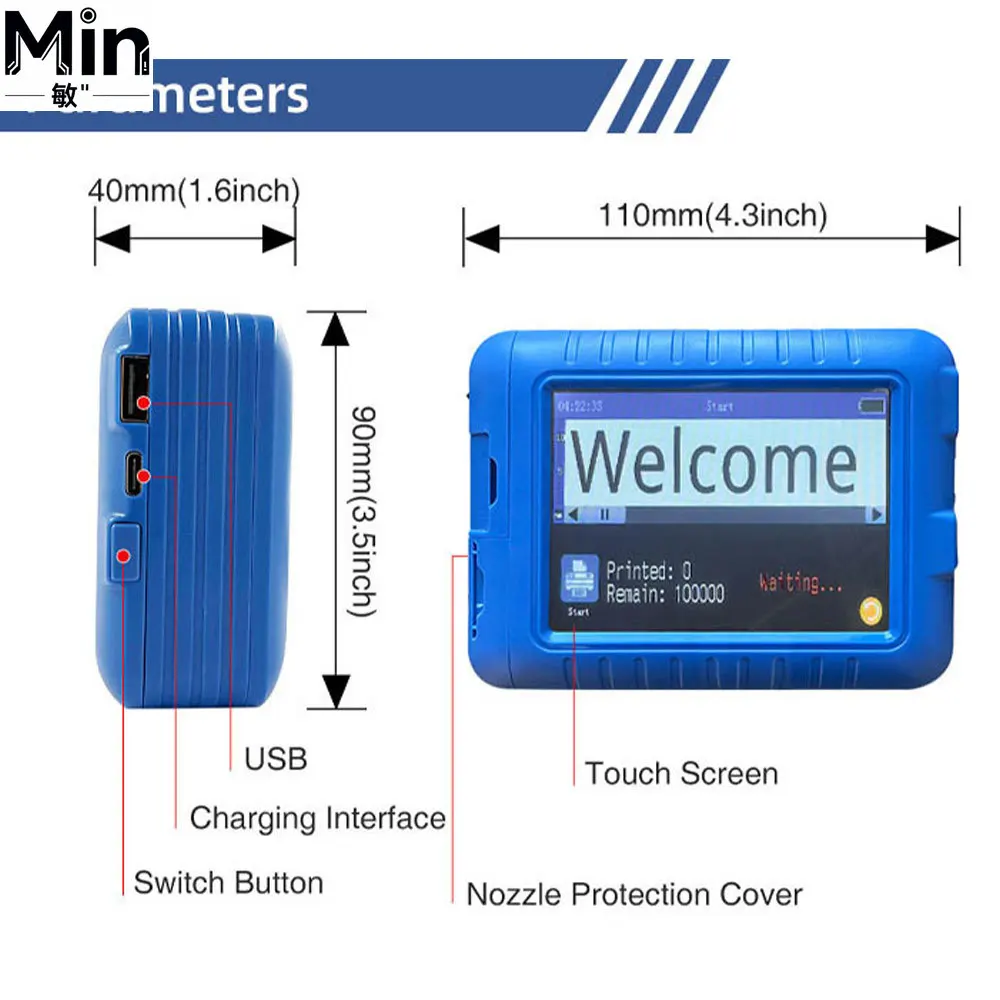 2025 Handheld Inkjet Printer Fast Dry Ink Date Coder for Bottle Barcode Logo Tube Printing