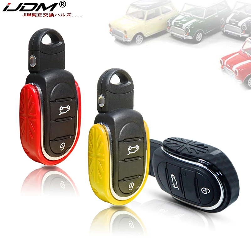 JDM Car Styling ABS Key Case Cover Chain Union Jack For Mini Cooper JCW F54 F55 F56 F57 F60 Clubman Countryman Car Accessories