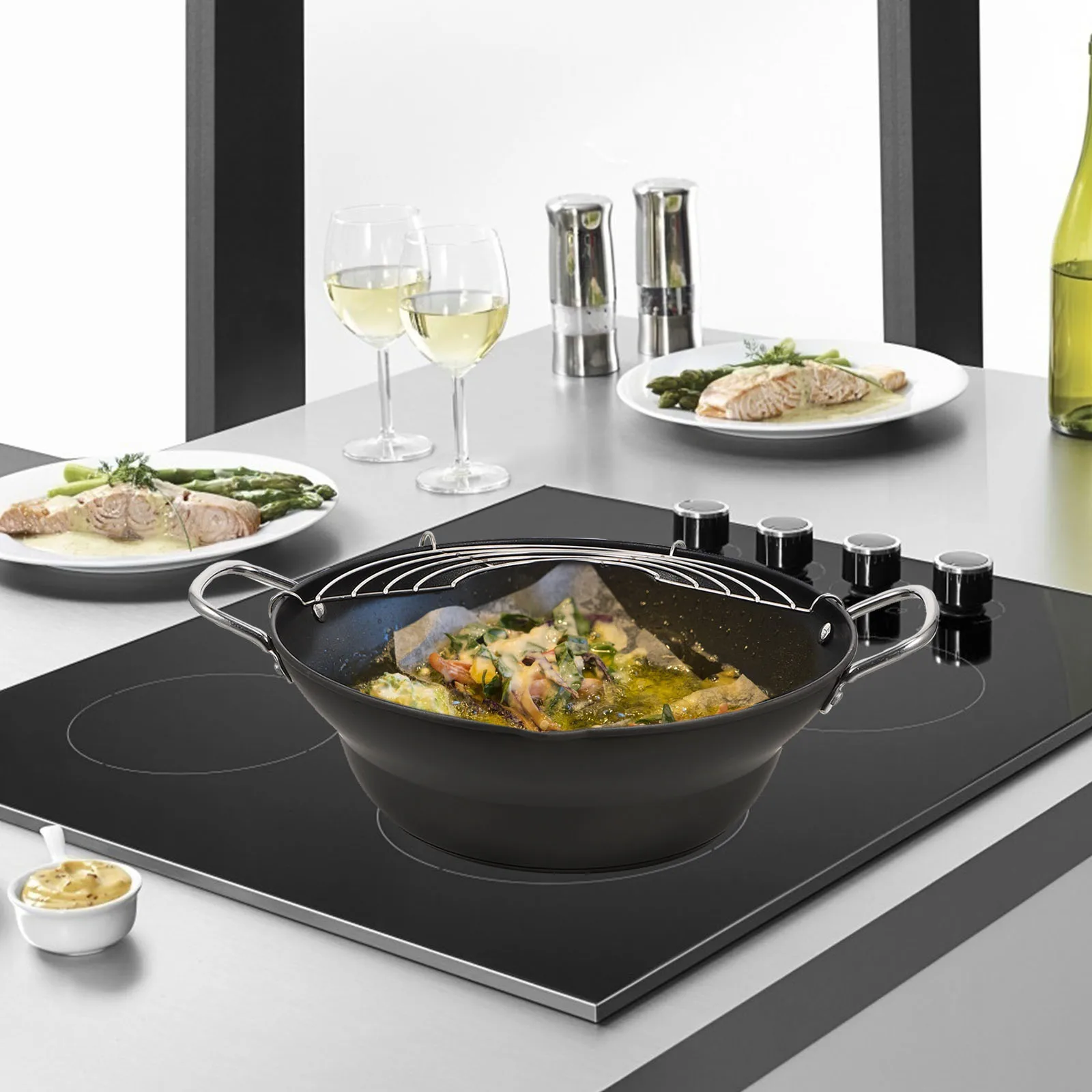 

Stainless Steel Japanese Tempura Fryer Compact Deep Pot Portable Mini for Home Kitchen Lightweight Non-Stick Frying