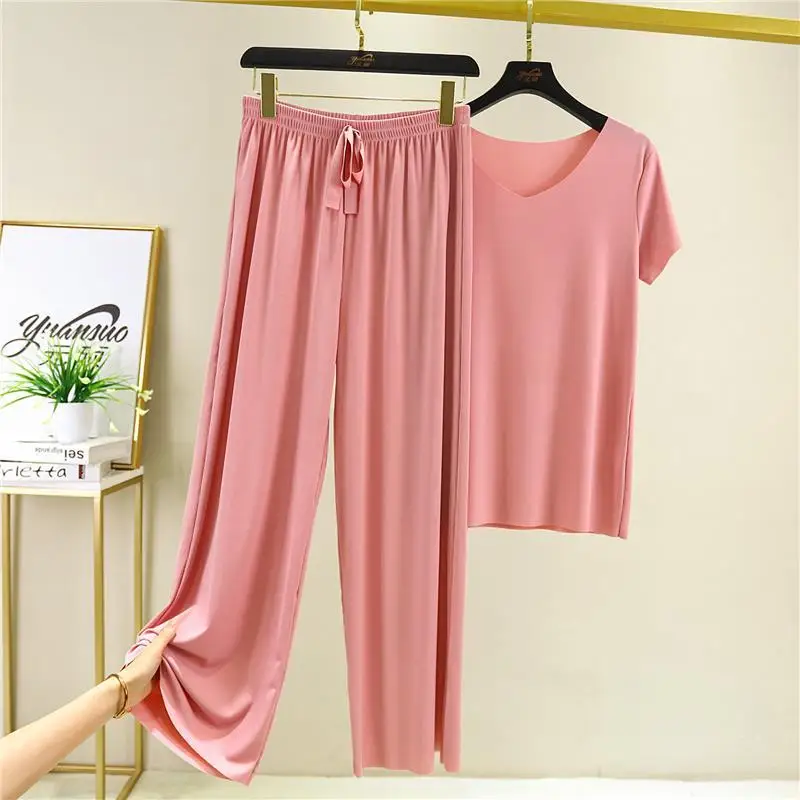 

Women's Home Clothes Suit Of Lady House Summer Living Room Wear Autumn Loose Homewear Pants Two Piece Set For Women Cute Pajamas