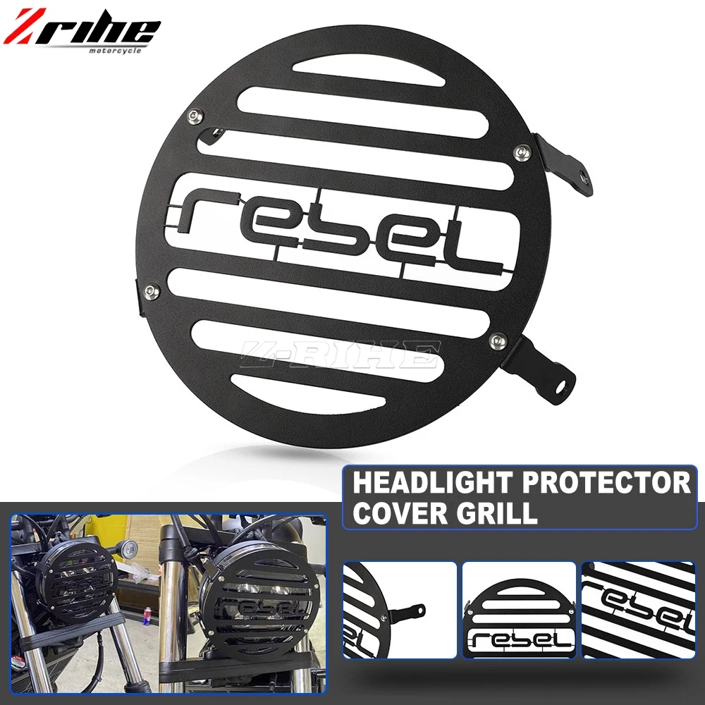 

For Honda Rebel CMX 300 500 Headlight Grill Cover Rebel300 500 CMX300 CMX500 Front Head Light Lamp Protector Guard Accessories