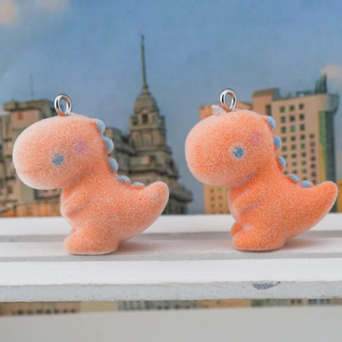20pcs 3D Flocking Resin dinosaur Charms Plush Animal Doll Pendants for Necklaces Earrings Handmade Making DIY Jewelry fittings