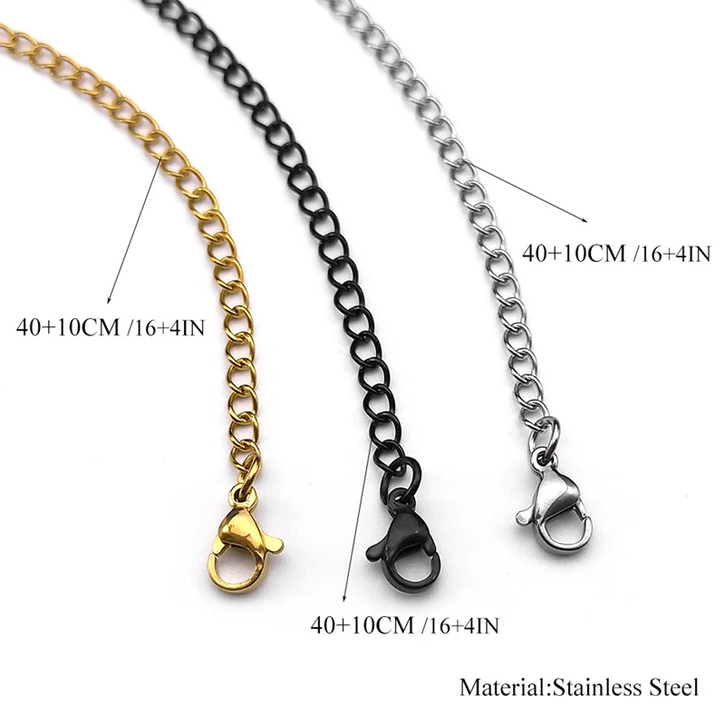 Edelstahl-Schwanzkette für Halskette, Armband, Verlängerung, Gold, Silber, Schwarz, DIY-Schmuck für Damen und Herren, Zubehör – Detail 3