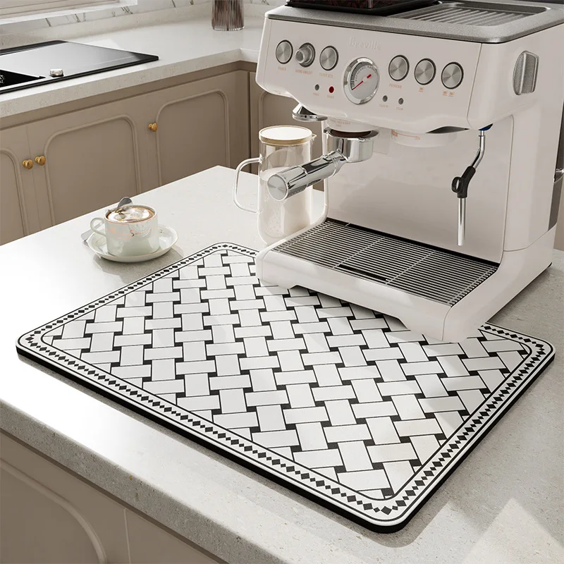 

Modern Kitchen Absorbent Mat Antiskid Draining Coffee Dish Drying Mat Quick DryBathroom Drain Pad Table Decoration & Accessories