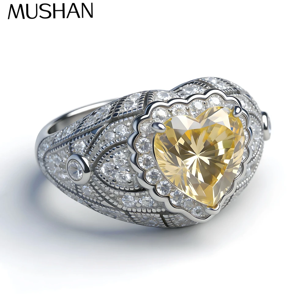 

MuShan Jewelry 925 Sterling Silver Ring Wedding Band High Carbon Diamond Modern Style Minimalist Style Women Rings Fine Jewelry