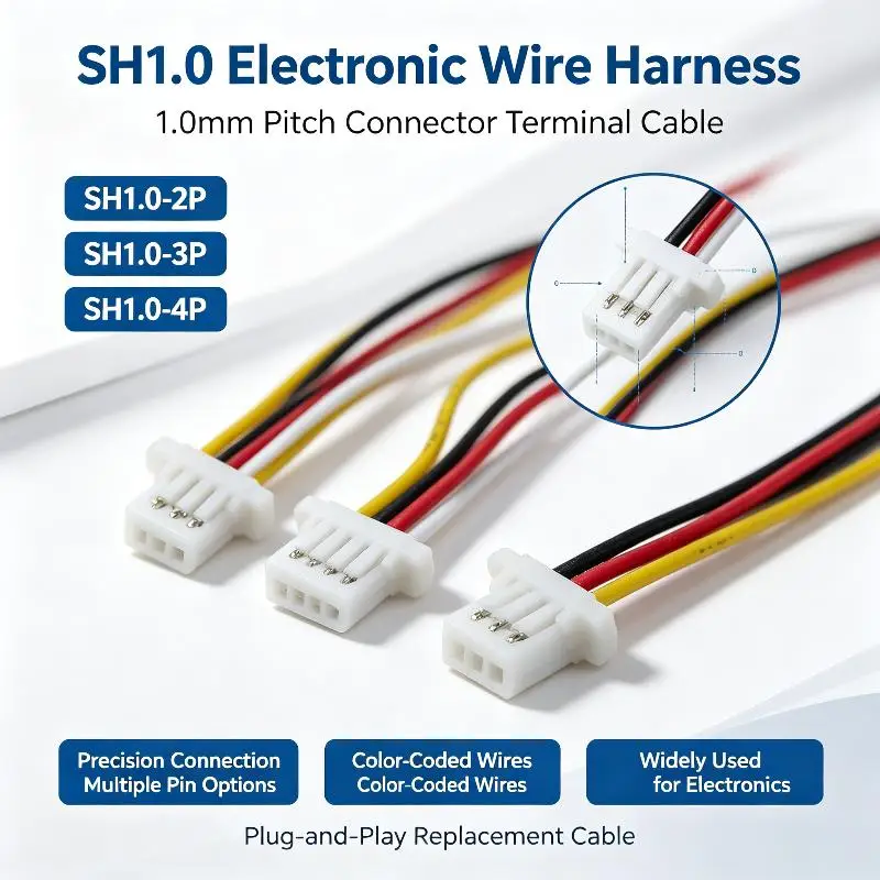 SH1.0 2/3/4P Wire Harness Terminal Cable 10Pcs Single Ended Connector for Remote Control Circuit Repair