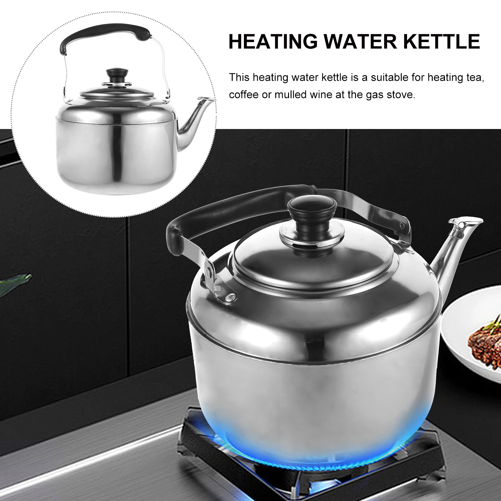 

Stainless Steel Teakettle Large Capacity Sounding Kettle for Home Heating Water Kitchen Anti Scalding Handle Whistle Alert Bumps