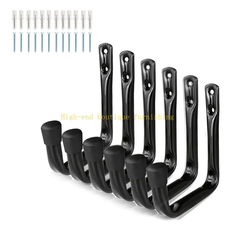 

L9NB Multipurpose Steel Garage Hooks For Bicycles Tools Storage Pack Of 6