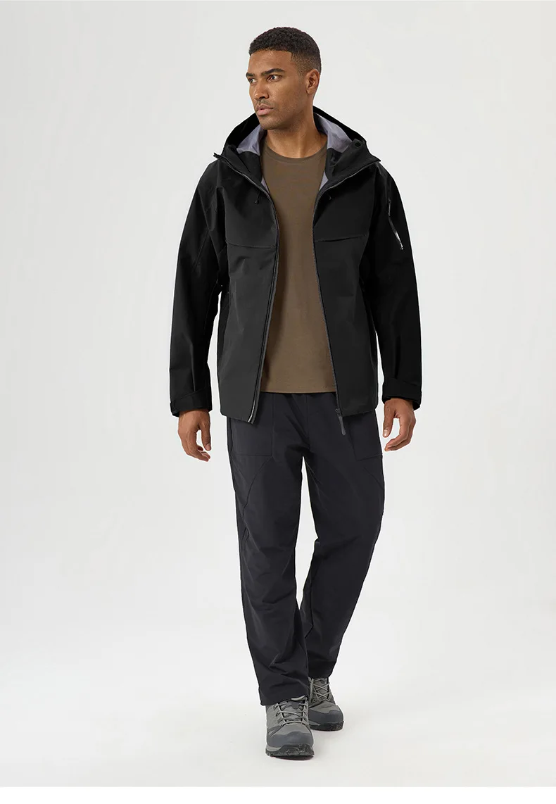 Herbst- und Winter-Hardshell-Windbreaker Winddichte Regenfeste Atmungsaktive Outdoor-Wander- und Bergsteiger-Skijacke mit Kapuze – Detail 33
