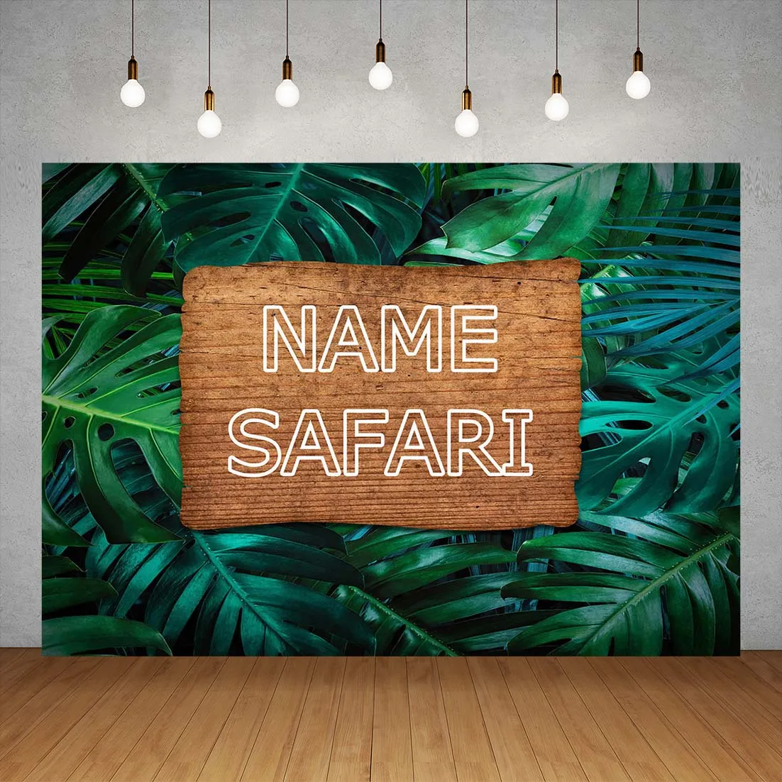 Custom Name Photophone Backdrops Green Safari Themed Birthday Banner Photo Background Children Baby Shower Party Decor Photocall