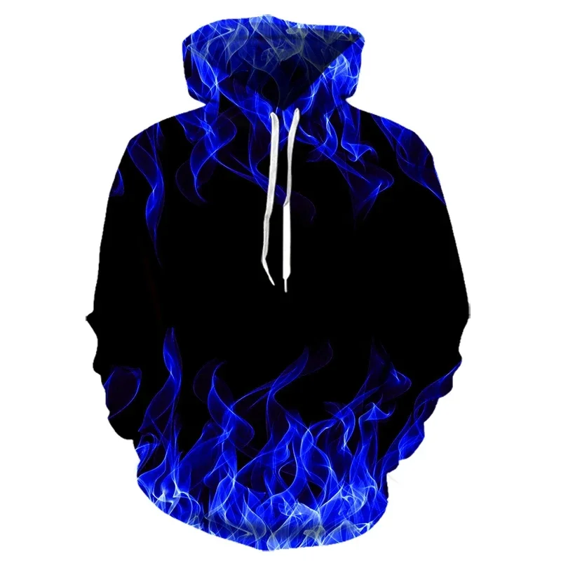 Hoodie api Digital Pria Wanita, kaus olahraga pasangan uniseks cetak 3D kasual lucu warna-warni musim gugur