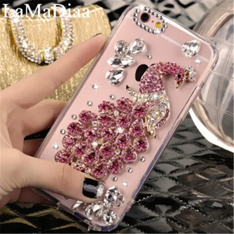 

Crystal Mobile Phone Case Cover, Luxury Glitter Bling Diamond Peacock, For Samsung S21, S20, S24, S9, S23 Plus, Note 20 Ultra,