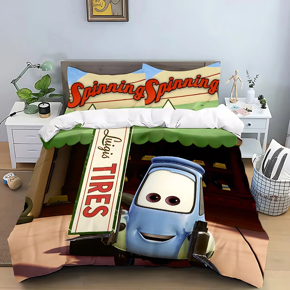 Lightning McQueen Dekbedovertrek Kussensloop Beddengoed Set Volwassen Jongen Meisje Slaapkamer Decoratie Kinderen Geschenk Enkel Dubbel Groot Formaat