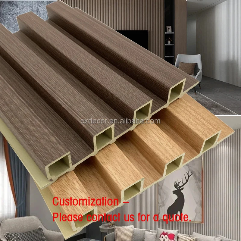 

custom.Great Price Interior 3D Slat Plastic PVC Wall Decoration Panel Fireproof WPC Wooden Grain Fluted Wall Panel Made Durable