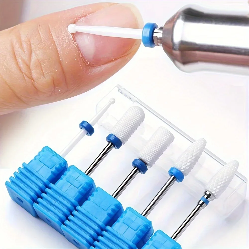 Ensemble de forets à ongles en céramique, fraise pour manucure électrique, limes à maïs à flamme, machine à pédicure, accessoires de polissage, 5 pièces