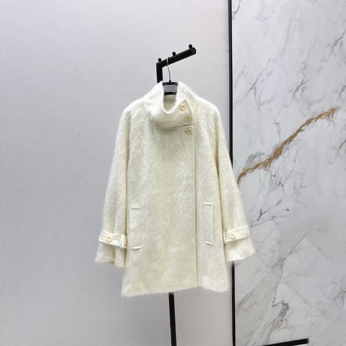 2026 High quality women's standing collar long fur mohair mid length coat26929217