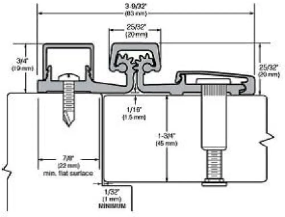 

83" Heavy Duty Aluminum Continuous Hinge, Unfinished for Doors and Gates, Durable Hardware