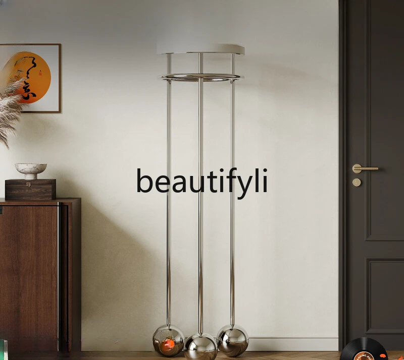 Coat rack light luxury high sense stainless steel floor vertical bedroom living room home door hanger