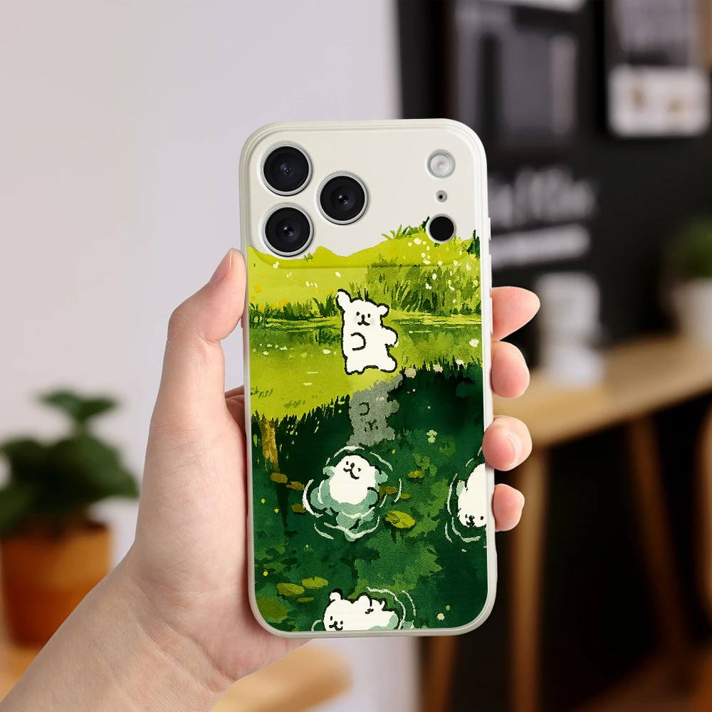 لطيف الدب الغابات نمط غطاء من البولي يوريثان كوكه آيفون 17 ProMax 17 الهواء 16 15 14 13 12 11 برو ماكس XS Max7 8 Plus 16e 16 Plus