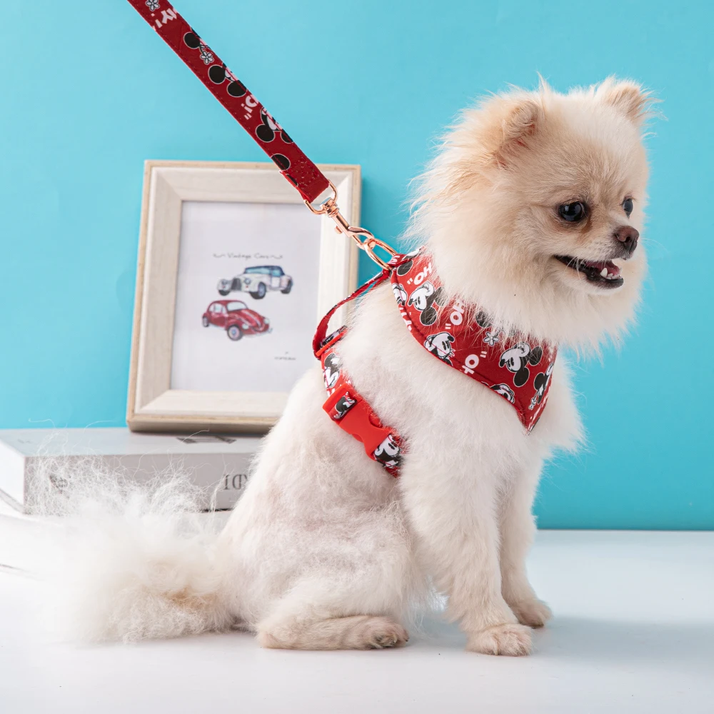 New Disney Fashion Dog Accessories Cotton Comfort Chest Strap Leash Set Detachable Dog Leash for Small and Medium Dogs