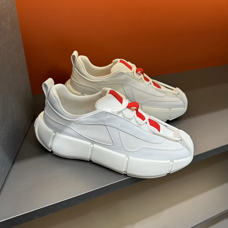 

Designer Brand Men's Net Cloth Patchwork Breathable Sports Shoes Casual Lace-Up Anti-Skid Shoes Autumn New Collection 2024 Trend
