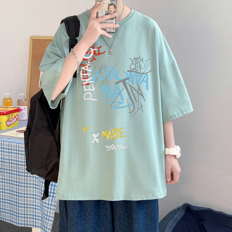 Summer Men High Quality Letter Printing T-Shirt Loose Casual Tops Short Sleeve Classic O-Neck Tees Comfortable Couple T-Shirt