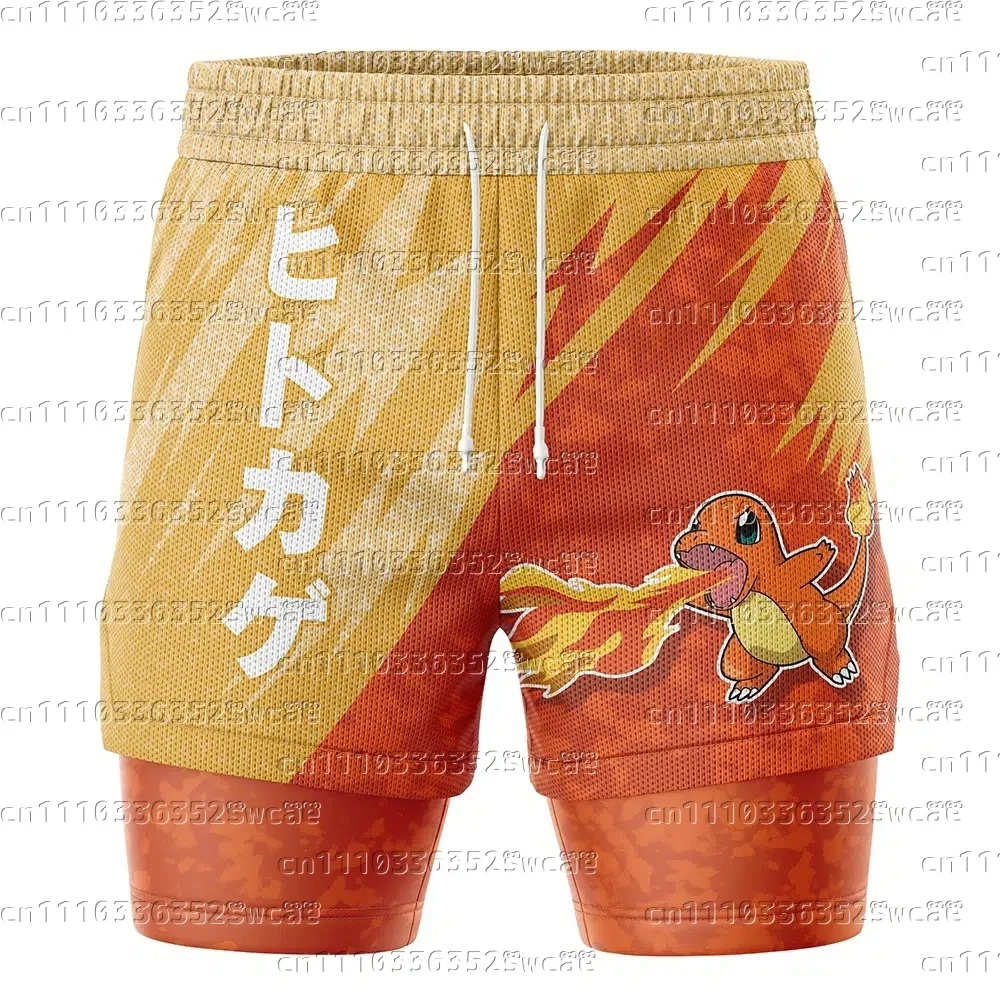 Potdemiel Brand Animation Pok É Mon Small Dragon Shorts Theme Fashion Summer 2-in-1 Sports Shorts New Family Matching
