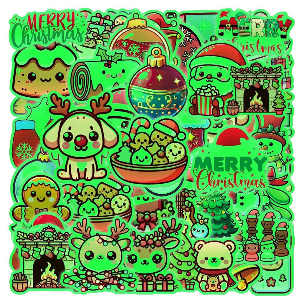 10/30/50 stücke Leuchtende Weihnachten Aufkleber Ästhetische Wasserdichte Graffiti Schreibwaren Telefon Fall Santa Claus Cartoon Aufkleber Spielzeug Geschenk