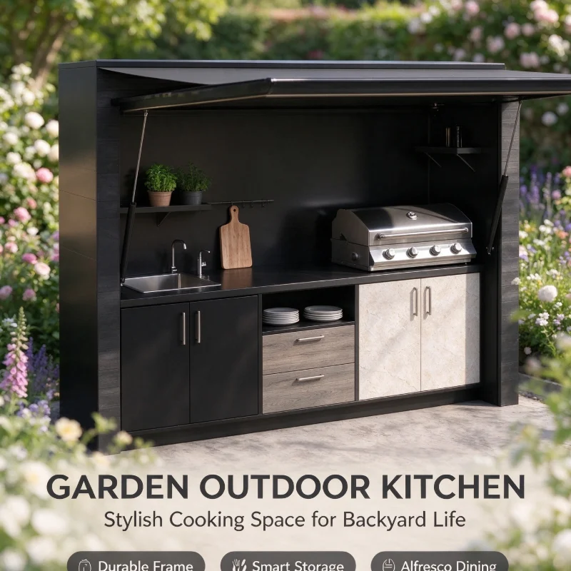Camping Cooking Table - Camping Outdoor Kitchen Island BBQ Cooking