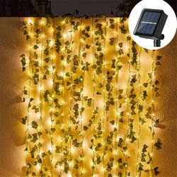 Solar led lvy videira luzes da corda ao ar livre artificial rattan verde planta luzes de fadas maple leaf luz para a decoração do quarto jardim