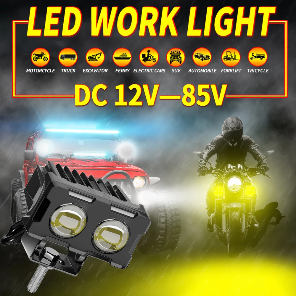 

Motorcycle LED Fog Lights Switch ATV Driving Foglight Auxiliary Spotlight Projector Lens Super Bright With Mini FogLamp